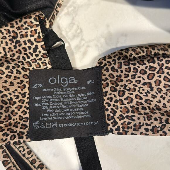 Olga wide strap leopard print accents underwire not lined T-shirt bra size 38D - Picture 7 of 7